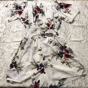 Off Shoulder Lace-Up Front Romper